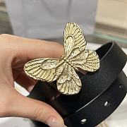 Dior Black Leather Gold Butterfly Buckle Belt Width 2cm - 2