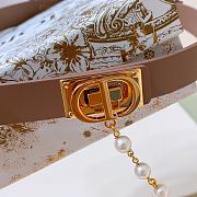 Dior Brown Belt Gold Buckle With Pearls - 2