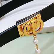 Dior Black Belt Gold Buckle With Pearls W2cm - 5