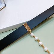 Dior Black Belt Gold Buckle With Pearls W2cm - 4