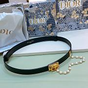 Dior Black Belt Gold Buckle With Pearls W2cm - 2