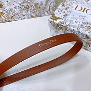 Dior Brown Leather Silver Butterfly Buckle Belt W2cm - 3