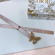 Dior Pink Leather Silver Butterfly Buckle Belt W2cm - 5