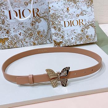 Dior Pink Leather Gold Butterfly Buckle Belt W2cm