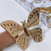 Dior Pink Leather Gold Butterfly Buckle Belt W2cm - 3