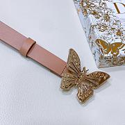 Dior Pink Leather Gold Butterfly Buckle Belt W2cm - 2