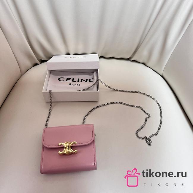 Celine Pink Wallet With Chain - 10.5x9cm - 1