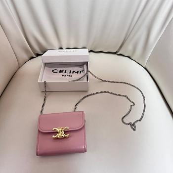 Celine Pink Wallet With Chain - 10.5x9cm