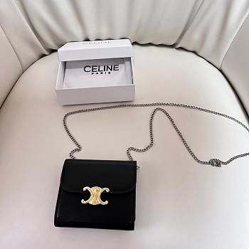 Celine Black Wallet With Chain - 10.5x9cm