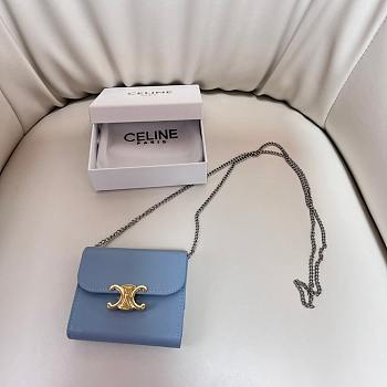 Celine Blue Wallet With Chain - 10.5x9cm