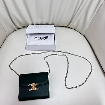 Celine Green Wallet With Chain - 10.5x9cm
