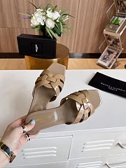 YSL Tribute Beige Leather Slippers - 3