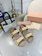 Miumiu Natural Raffia Slip Sandals - 1