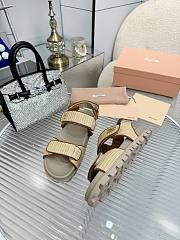 Miumiu Natural Raffia Slip Sandals - 3