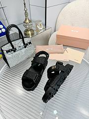 Miumiu Black Raffia Slip Sandals - 3