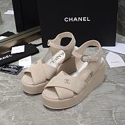 Chanel Natural Velvet Fabric Sandals - 1