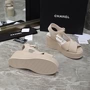 Chanel Natural Velvet Fabric Sandals - 5