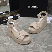Chanel Natural Velvet Fabric Sandals - 2