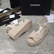 Chanel Natural Velvet Fabric Sandals - 3