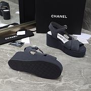 Chanel Dark Blue Velvet Fabric Sandals - 4