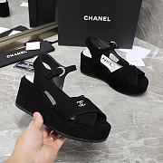 Chanel Black Velvet Fabric Sandals - 5