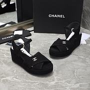 Chanel Black Velvet Fabric Sandals - 3