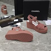 Chanel Pink Velvet Fabric Sandals - 5