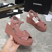 Chanel Pink Velvet Fabric Sandals - 2