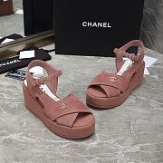 Chanel Pink Velvet Fabric Sandals - 3