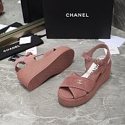 Chanel Pink Velvet Fabric Sandals - 4