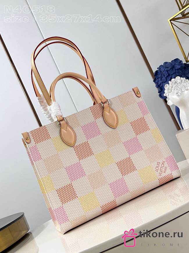 Louis Vuitton On The Go Damier Canvas In Pink - 35x27x14cm - 1