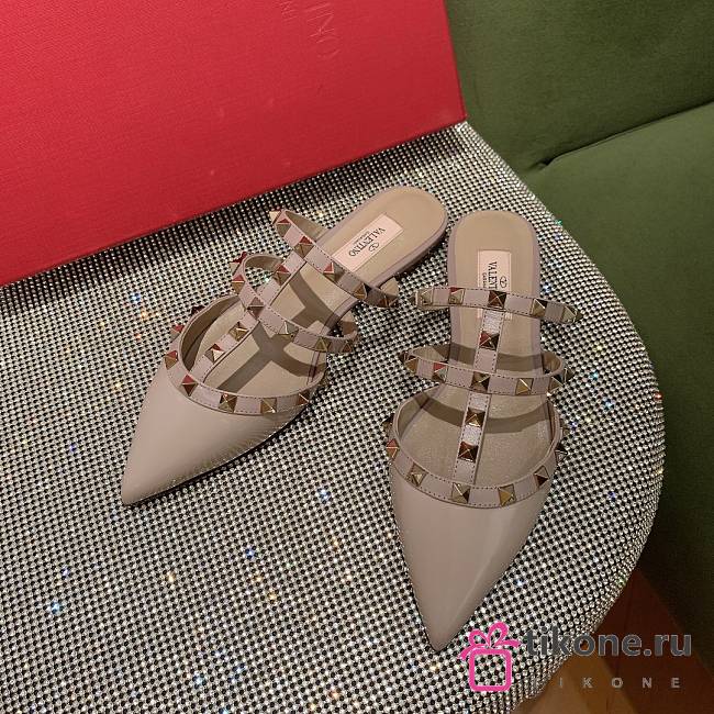 Valentino Rockstud Pink Leather Mules - 1