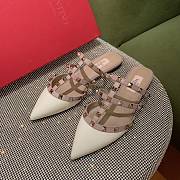 Valentino Rockstud White Leather Mules - 5