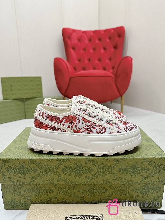 Dior Red Floral Print Trainer  - 1