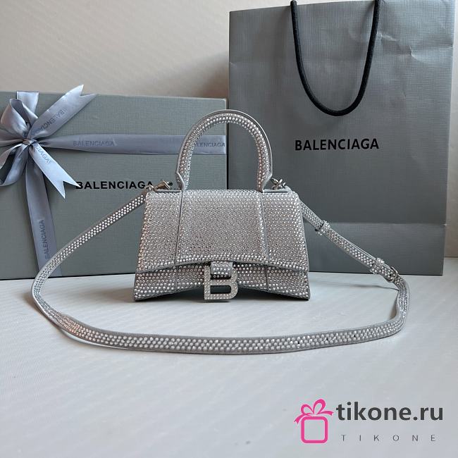 Balenciaga Hourglass XS Silver Crystal Bag - 19x13x8cm - 1