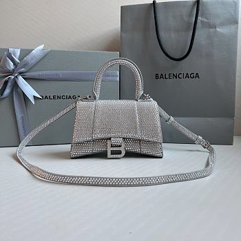 Balenciaga Hourglass XS Silver Crystal Bag - 19x13x8cm