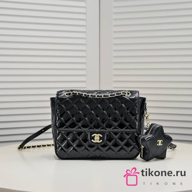 Chanel Mini Flap Bag & Star Coin Purse Black 23cm - 1