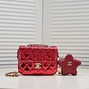 Chanel Mini Flap Bag & Star Coin Purse Red 17cm - 1