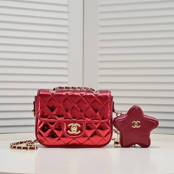 Chanel Mini Flap Bag & Star Coin Purse Red 17cm