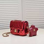 Chanel Mini Flap Bag & Star Coin Purse Red 17cm - 4