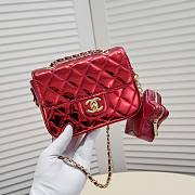 Chanel Mini Flap Bag & Star Coin Purse Red 17cm - 2