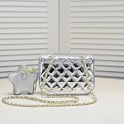 Chanel Mini Flap Bag & Star Coin Purse Silver 17cm - 4