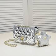 Chanel Mini Flap Bag & Star Coin Purse Silver 17cm - 3