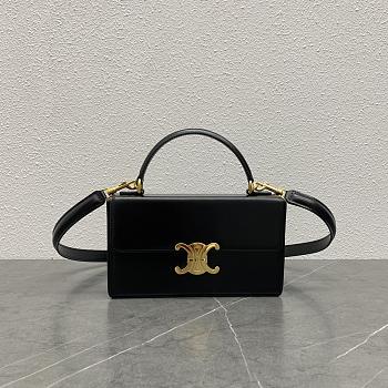 Celine Box Triomphe In Black Leather - 23×5×13.5cm