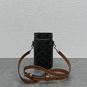 Celine Vertical Cylinder In Triomphe Canvas & Calfskin - 18×9.5×9.5cm - 3