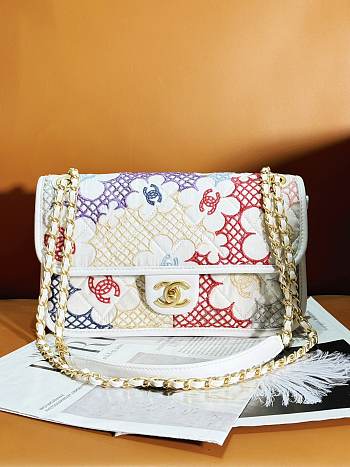 Chanel Flap Bag Lace Patchwork Multicolor 25cm