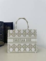 Dior Large White & Gold-Tone Embroidery Tote - 36x18x28cm - 1