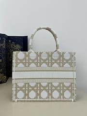 Dior Large White & Gold-Tone Embroidery Tote - 36x18x28cm - 3