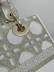 Dior Lady Medium White/ Gold-Tone Canvas Bag - 24x20x11cm - 5