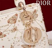 Dior Lady Gold Tone White Butterfly Zodiac Embroidery 24cm - 3